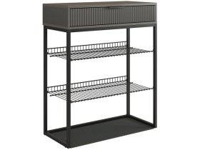 Обувница Вельвет графит/графит матовый/черный муар в Тюмени - mebel-tymen.ru | фото