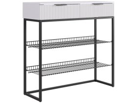 Обувница Классная 1 белое дерево/белый матовый/черный муар в Тюмени - mebel-tymen.ru | фото