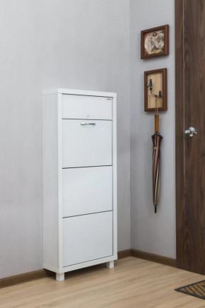 Обувница 3-х секционная Люкс Плюс Стекло Белое в Тюмени - mebel-tymen.ru | фото