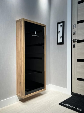 Обувница 3-х секционная Люкс Плюс Стекло Черное в Тюмени - mebel-tymen.ru | фото