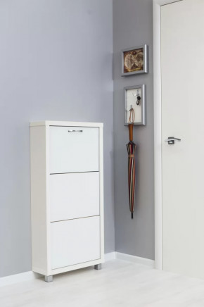 Обувница 3-х секционная Люкс Стекло Белое в Тюмени - mebel-tymen.ru | фото