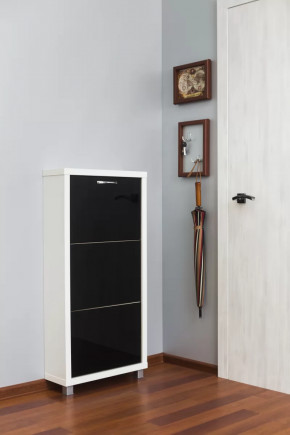 Обувница 3-х секционная Люкс Стекло Черное в Тюмени - mebel-tymen.ru | фото