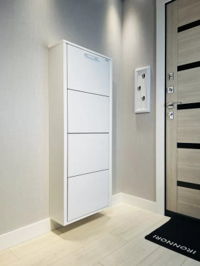 Обувница 4-х секционная Лайт Стекло Белое в Тюмени - mebel-tymen.ru | фото