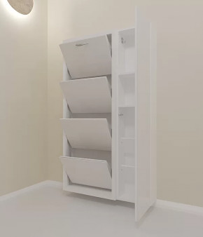 Обувница 4-х секционная Люкс Дуэт Стекло Белое в Тюмени - mebel-tymen.ru | фото