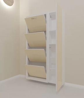 Обувница 4-х секционная Люкс Дуэт Стекло Капучино в Тюмени - mebel-tymen.ru | фото