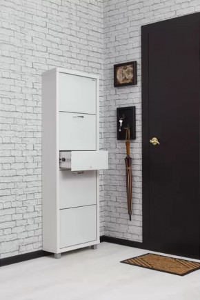 Обувница 4-х секционная Люкс Плюс Стекло Белое в Тюмени - mebel-tymen.ru | фото