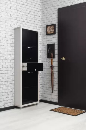 Обувница 4-х секционная Люкс Плюс Стекло Черное в Тюмени - mebel-tymen.ru | фото