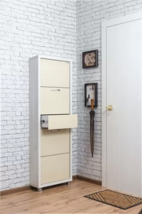 Обувница 4-х секционная Люкс Плюс Стекло Капучино в Тюмени - mebel-tymen.ru | фото