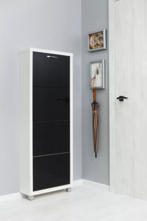 Обувница 4-х секционная Люкс Стекло Черное в Тюмени - mebel-tymen.ru | фото