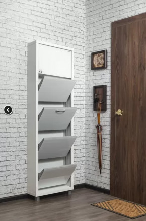 Обувница 4-х секционная Люкс Твикс Стекло Белое в Тюмени - mebel-tymen.ru | фото
