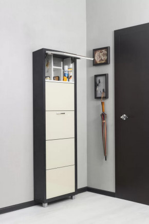 Обувница 4-х секционная Люкс Твикс Стекло Капучино в Тюмени - mebel-tymen.ru | фото