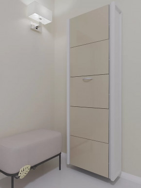 Обувница 5-ти секционная Комфорт Стекло Капучино в Тюмени - mebel-tymen.ru | фото