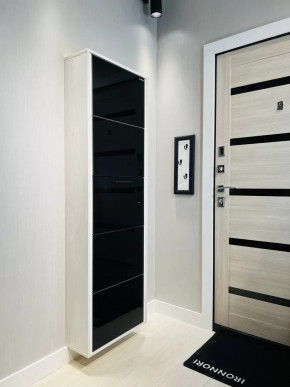 Обувница 5-ти секционная Лайт Стекло Черное в Тюмени - mebel-tymen.ru | фото