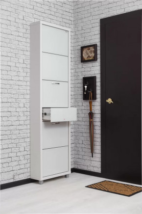 Обувница 5-ти секционная Люкс Плюс Стекло Белое в Тюмени - mebel-tymen.ru | фото