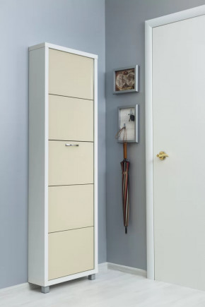 Обувница 5-ти секционная Люкс Стекло Капучино в Тюмени - mebel-tymen.ru | фото