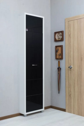 Обувница 5-ти секционная Люкс Твикс Стекло Черное в Тюмени - mebel-tymen.ru | фото