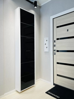 Обувница 6-ти секционная Лайт Стекло Черное в Тюмени - mebel-tymen.ru | фото