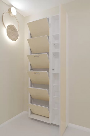 Обувница 6-ти секционная Люкс Дуэт Стекло Капучино в Тюмени - mebel-tymen.ru | фото