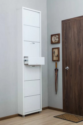 Обувница 6-ти секционная Люкс Плюс Стекло Белое в Тюмени - mebel-tymen.ru | фото