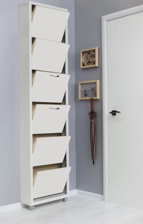 Обувница 6-ти секционная Люкс Стекло Белое в Тюмени - mebel-tymen.ru | фото