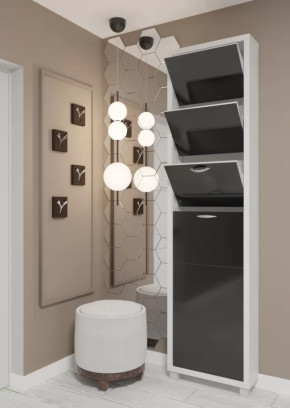 Обувница 6-ти секционная Люкс Стекло Черное в Тюмени - mebel-tymen.ru | фото