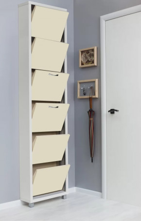 Обувница 6-ти секционная Люкс Стекло Капучино в Тюмени - mebel-tymen.ru | фото