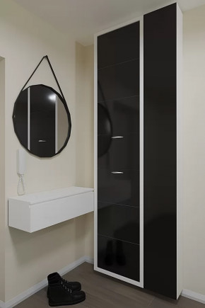 Обувница 7-ми секционная Люкс Дуэт Стекло Черное в Тюмени - mebel-tymen.ru | фото