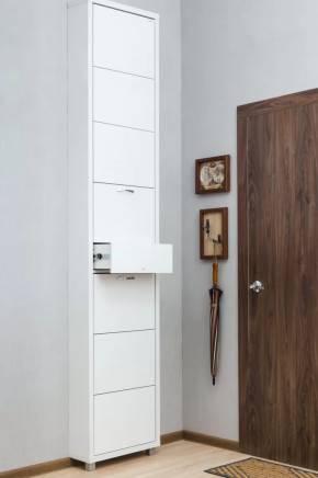 Обувница 7-ми секционная Люкс Плюс Стекло Белое в Тюмени - mebel-tymen.ru | фото