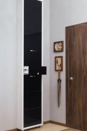 Обувница 7-ми секционная Люкс Плюс Стекло Черное в Тюмени - mebel-tymen.ru | фото