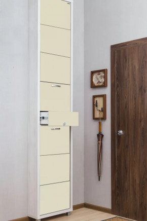 Обувница 7-ми секционная Люкс Плюс Стекло Капучино в Тюмени - mebel-tymen.ru | фото