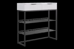 Обувница Классная 1 белое дерево/белый матовый/черный муар в Тюмени - mebel-tymen.ru | фото