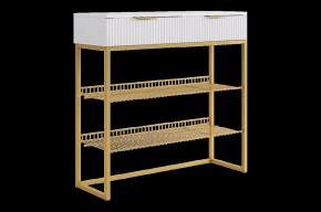 Обувница Классная 1 белое дерево/белый матовый/золото в Тюмени - mebel-tymen.ru | фото