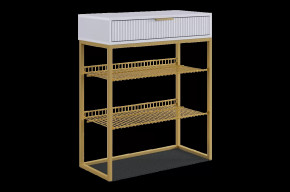 Обувница Вельвет белое дерево/белый матовый/золото в Тюмени - mebel-tymen.ru | фото