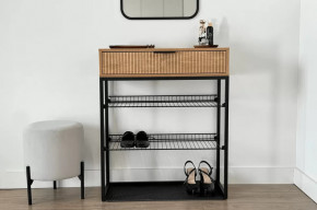 Обувница Вельвет дуб крафт золотой/акация светлая/черный муар в Тюмени - mebel-tymen.ru | фото