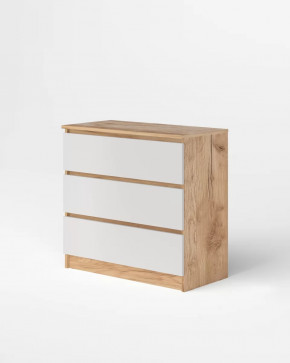 Охта Лайт Комод 800.1/3 Дуб вотан/ Белый гладкий в Тюмени - mebel-tymen.ru | фото