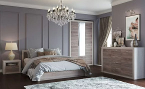 ОКТАВА  СПАЛЬНЯ №ДКХ-1 (2С4Я, 3С2Я с зерк., кровать, тумба прикров.) дуб клабхаус серый в Тюмени - mebel-tymen.ru | фото