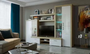 ОРЛАНДО Гостиная (ш2900*г466*в2052мм), ЛДСП дуб сонома/БЕЛЫЙ ГЛЯНЕЦ в Тюмени - mebel-tymen.ru | фото