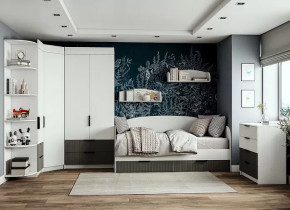 Подростковая Лавис, набор №БГС-1, белый/графит софт, белый софт в Тюмени - mebel-tymen.ru | фото