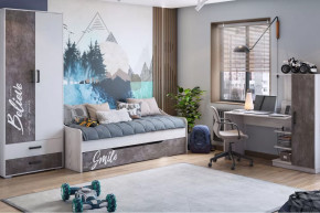 Подростковая серия Оливер №1, ясень анкор светлый, белый, камень темный в Тюмени - mebel-tymen.ru | фото