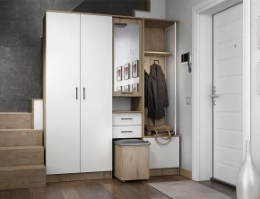 Прихожая "Дуся 1.7" УНИ, (ш1700*г480*в2015мм), ЛДСП дуб бунратти/белый Бриллиант в Тюмени - mebel-tymen.ru | фото