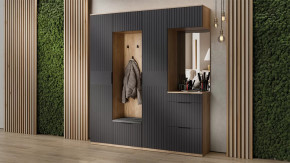 Прихожая «Хилтон» №7 Дуб Крафт золотой, Графит матовый в Тюмени - mebel-tymen.ru | фото