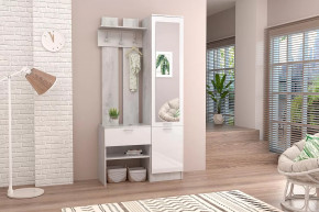 Прихожая Иннэс-3 УНИВЕРСАЛЬНАЯ, бетон светлый/белый глянец в Тюмени - mebel-tymen.ru | фото