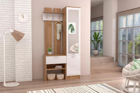 Прихожая Иннэс-3 УНИВЕРСАЛЬНАЯ, дуб крафт золотой/белый глянец в Тюмени - mebel-tymen.ru | фото
