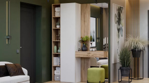 Прихожая «Порто» № 2 Белый Жемчуг, Яблоня Беллуно, Белый софт в Тюмени - mebel-tymen.ru | фото