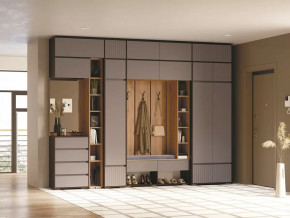 Прихожая "Прага" Тумба с вешалкой и пуфиком Венге/Дуб Вотан/Графит Софт в Тюмени - mebel-tymen.ru | фото