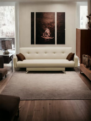 Прямой диван с подлокотниками манго 3 Нео Латте/Подушки Нео Шоколад в Тюмени - mebel-tymen.ru | фото