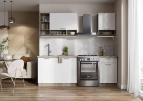 РИЦА Кухня 1,6м, ЛДСП крафт серый/ЛДСП белый текстура ПФ (26) "Олвуд" (б/сушки, б/мойки) в Тюмени - mebel-tymen.ru | фото