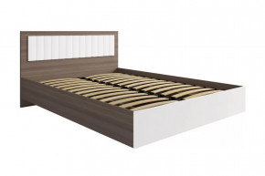 РОЗА Кровать 1400 с ПМ (сп/м 1400*2000мм), (ортопед.основание), ЛДСП Орех франклин/МДФ в Тюмени - mebel-tymen.ru | фото