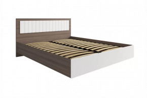 РОЗА Кровать 1600 с ПМ (сп/м 1600*2000мм), (ортопед.основание), ЛДСП Орех франклин/МДФ в Тюмени - mebel-tymen.ru | фото