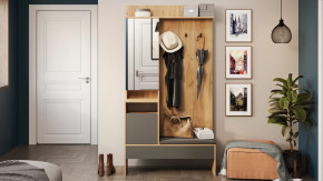 Секция комбинированная  Эвита Тип 2 Дуб Крафт золотой, Графит Серый в Тюмени - mebel-tymen.ru | фото